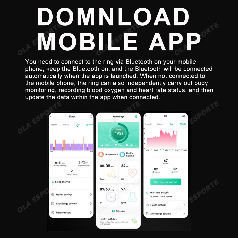 Smart Ring - Heart Rate Sleep Monitor IP68 Waterproof