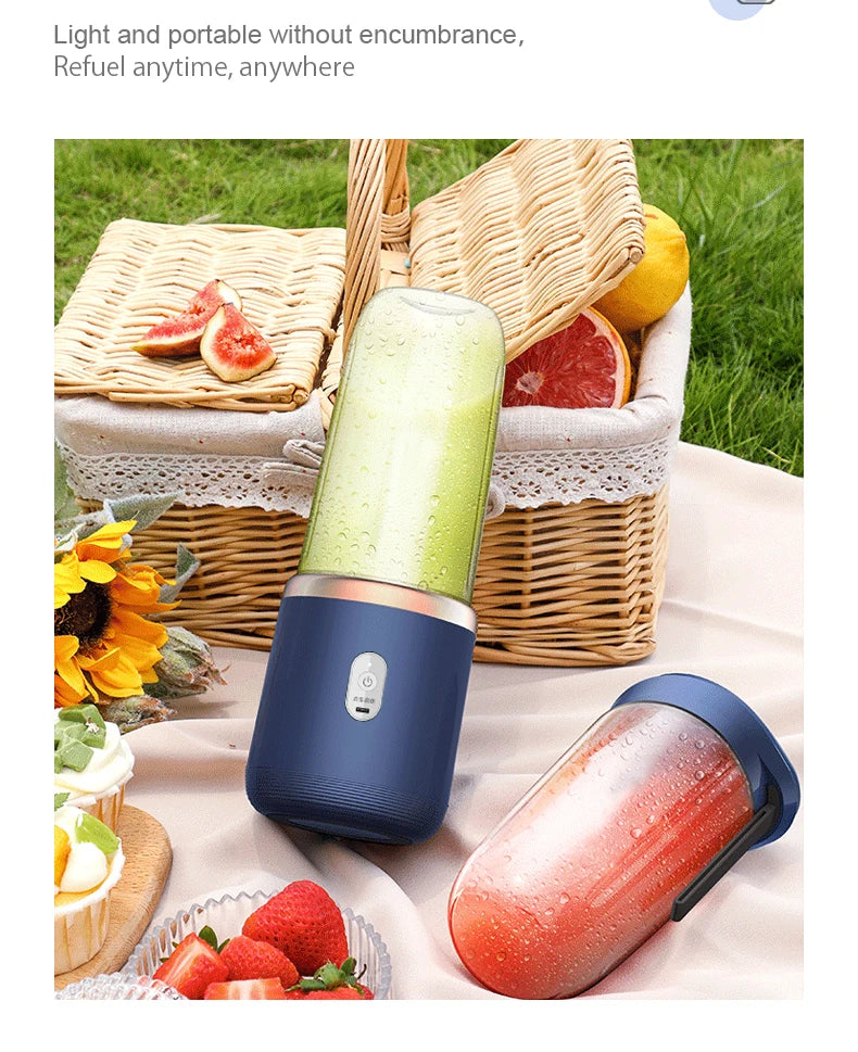 Portable Juicer Cup - 6-Blade Blender Bottle for Smoothies & Fresh Juice