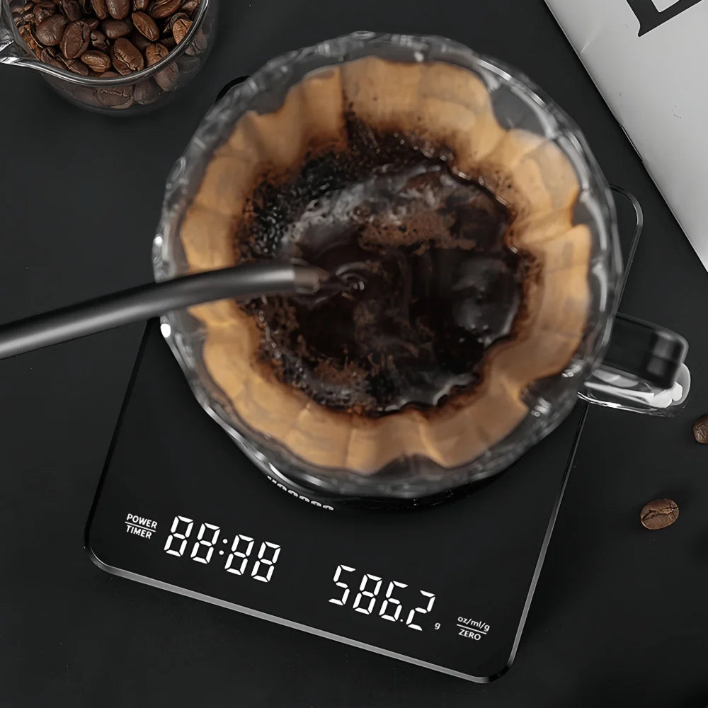 Electronic Coffee Scale with Waterproof Pad LED Display