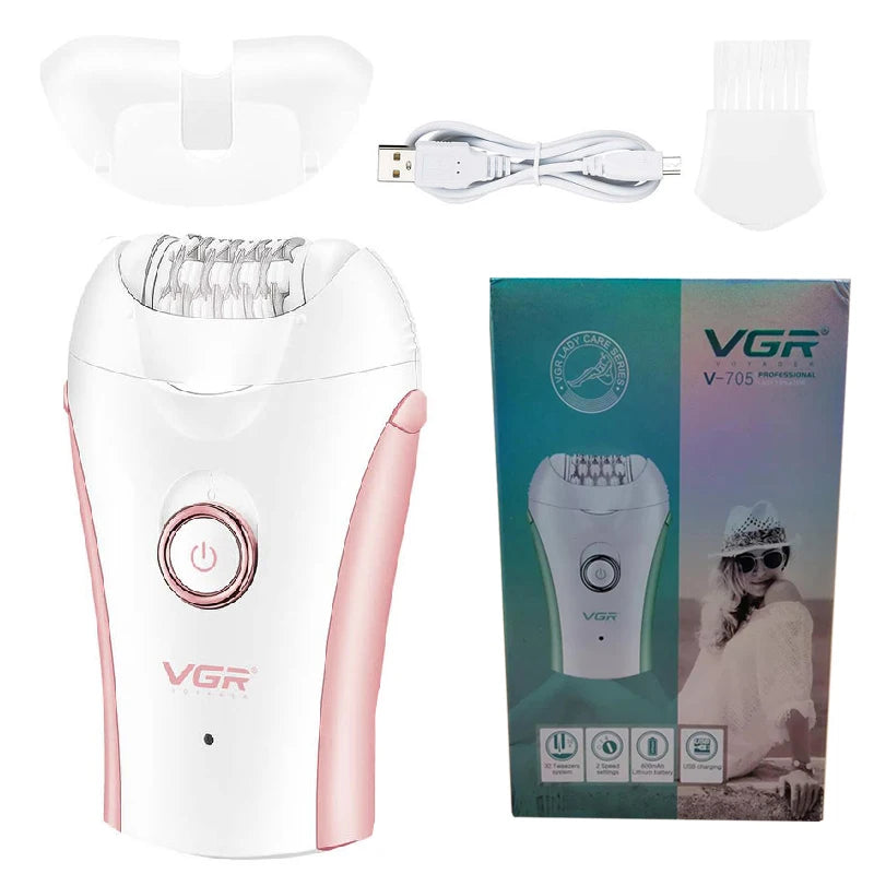 Women Electric Epilator - Wet & Dry, 32 Tweezers, 2 Speeds, USB Charging - for Face, Body, Legs & Bikini