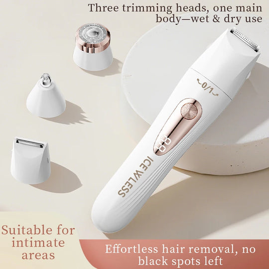 Women's Electric Shaver - Wet & Dry, Detachable Blade, Portable - Bikini, Body, Underarms & Legs - 3-in-1