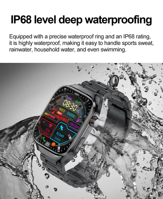 ECG+PPG Health Smartwatch - Heart Rate, Blood Pressure & BT Call Monitor