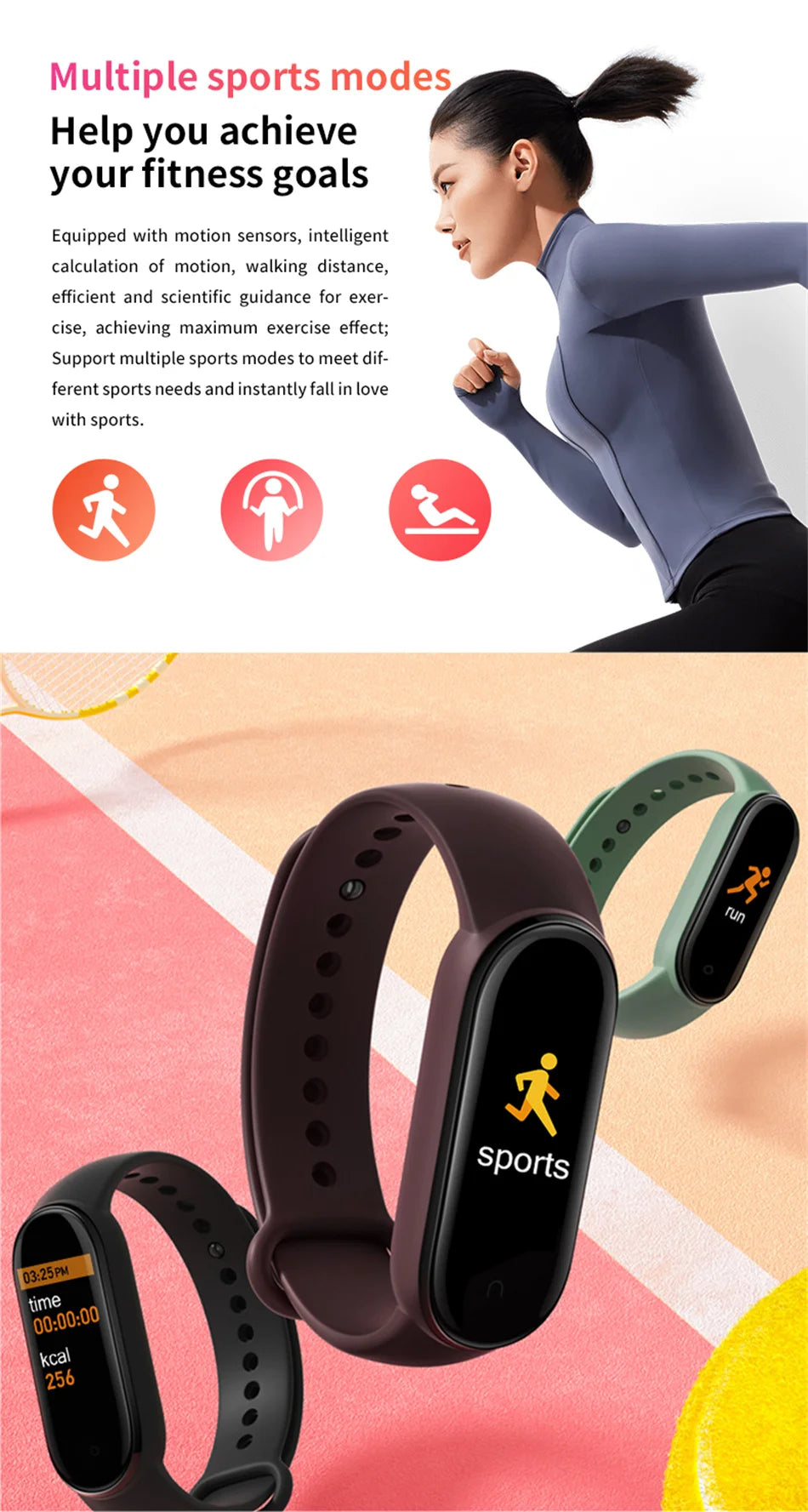 M8 Smart Watch - Fitness Tracker with Heart Rate Monitor for Android & iOS