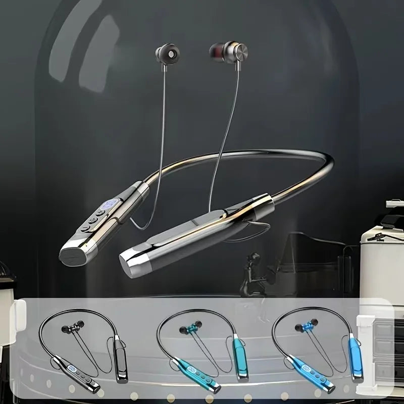 Wireless Neckband Bluetooth Headphones - Magnetic Earbuds LED Display Sports