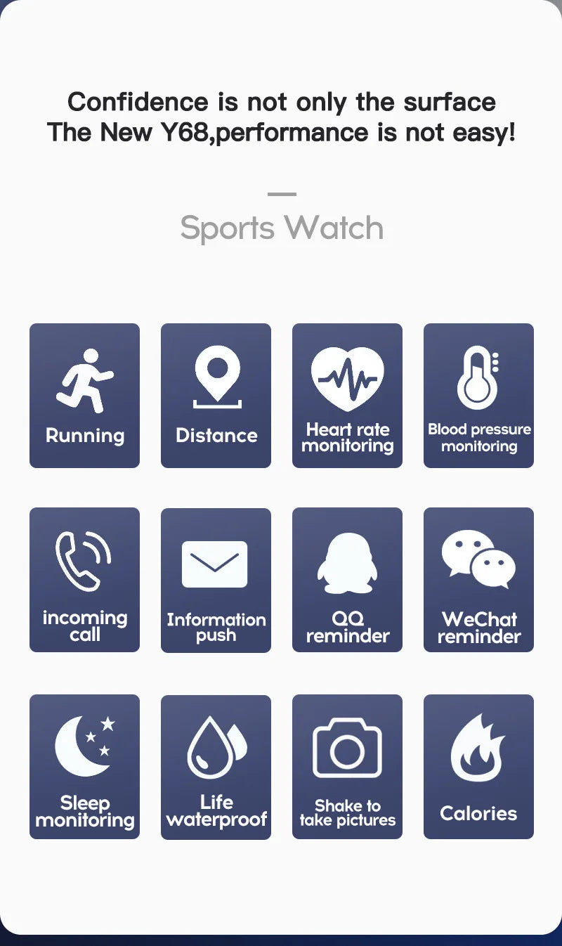 Smart Watch - Bluetooth Fitness Tracker Heart Rate Blood Pressure Monitor