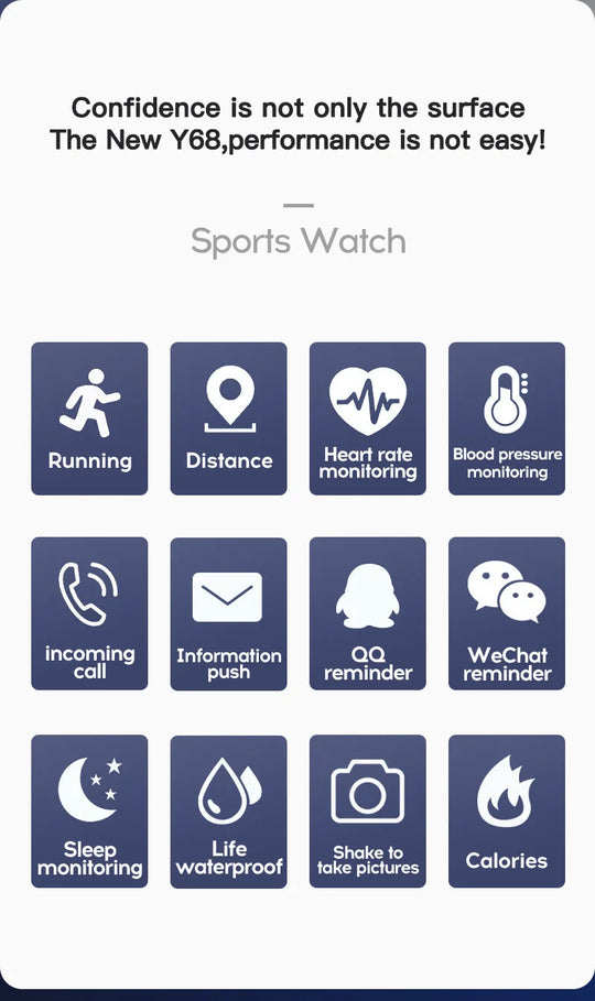 Smart Watch - Bluetooth Fitness Tracker Heart Rate Blood Pressure Monitor