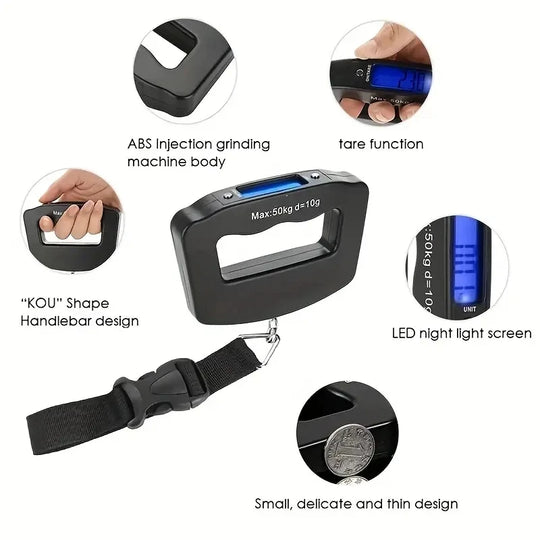 Digital Luggage Scale - 50kg Portable Travel Hanging Scale with LCD Backlight