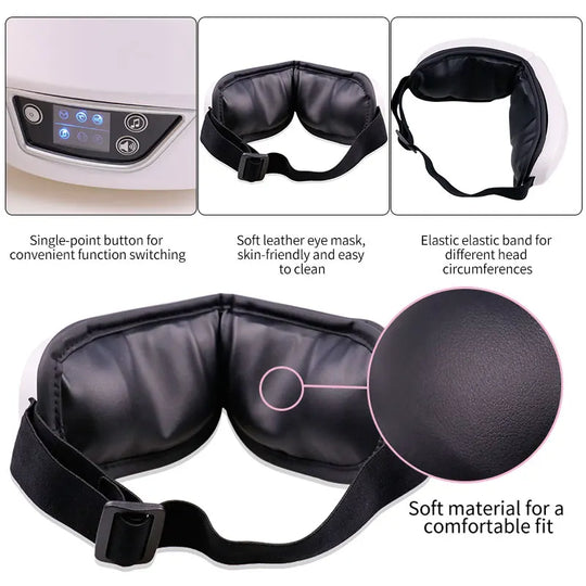 Eye Massager - Smart Airbag, Heat Compress, Vibration & Bluetooth Music - for Eye Fatigue Relief