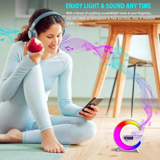 Wireless Charger - 30W RGB with Alarm Clock, Bluetooth Speaker & Night Light