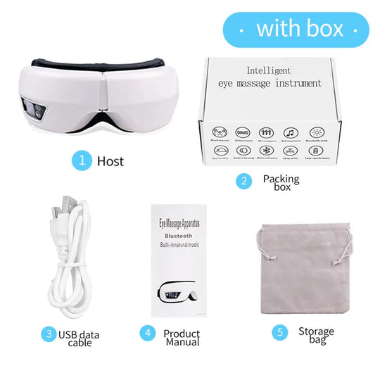 Eye Massager - Smart Airbag, Heat Compress, Vibration & Bluetooth Music - for Eye Fatigue Relief