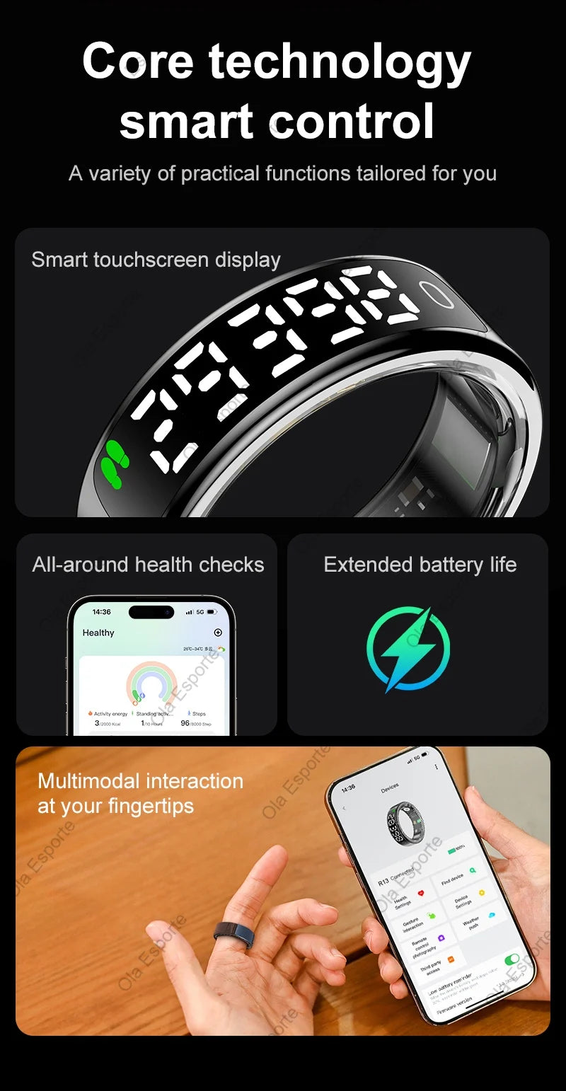 Smart Ring - 5ATM Waterproof with Heart Rate, Sleep & Health Monitoring