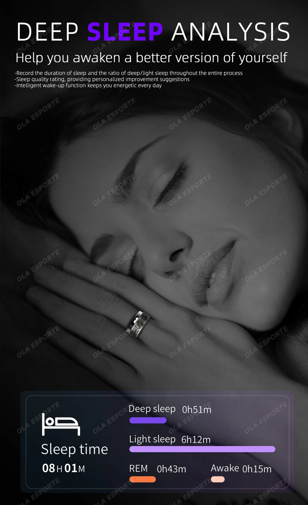 Smart Ring - Heart Rate Sleep Monitor IP68 Waterproof