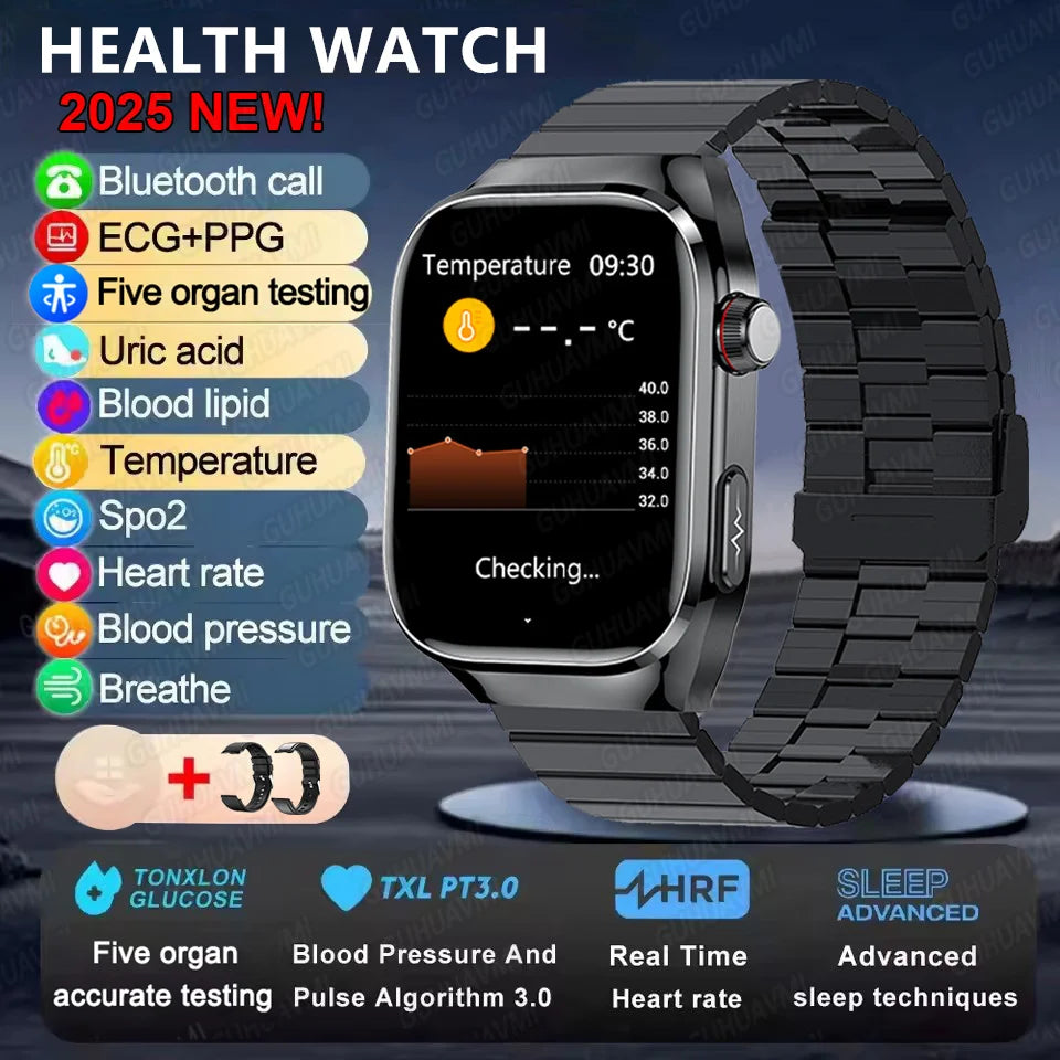 ECG+PPG Health Smartwatch - Heart Rate, Blood Pressure & BT Call Monitor