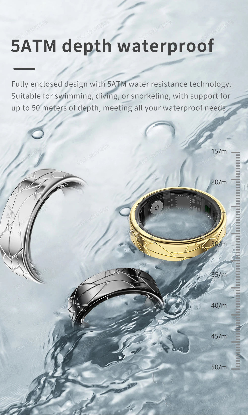 Smart Ring - Heart Rate Blood Oxygen Monitor IP68 Waterproof