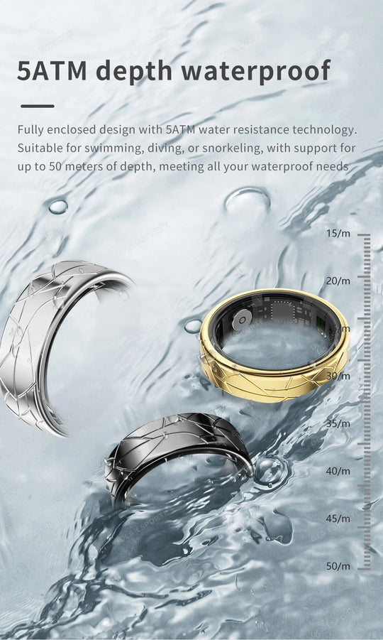 Smart Ring - Heart Rate Blood Oxygen Monitor IP68 Waterproof