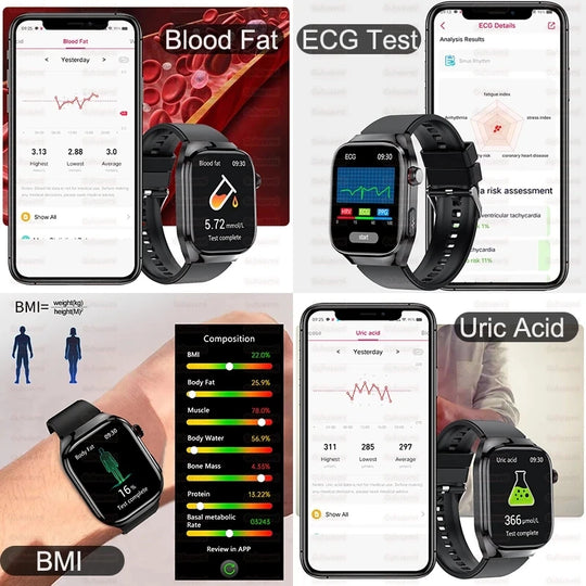 ECG+PPG Health Smartwatch - Heart Rate, Blood Pressure & BT Call Monitor
