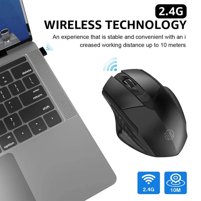 Wireless Mouse F1S - Silent Ergonomic, 2400 DPI, 500mAh - for PC, Laptop & Tablet