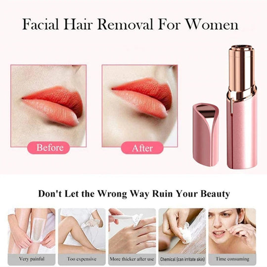 Electric Facial Hair Remover - Lipstick Shaver with Built-in LED Light - for Women