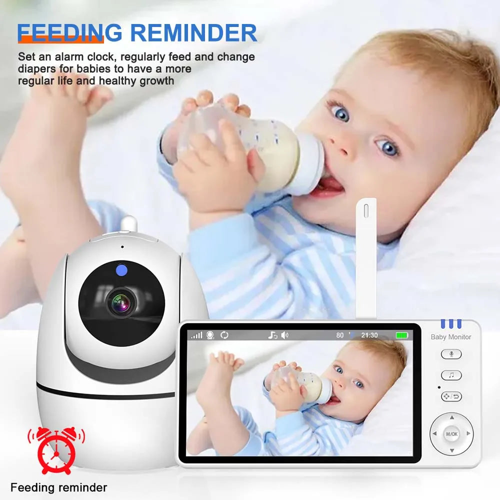 5 Inch Video Baby Monitor Indoor Mini Kids Surveillance cameras Security Protection Two-way Audio Baby Camera Temperture Display