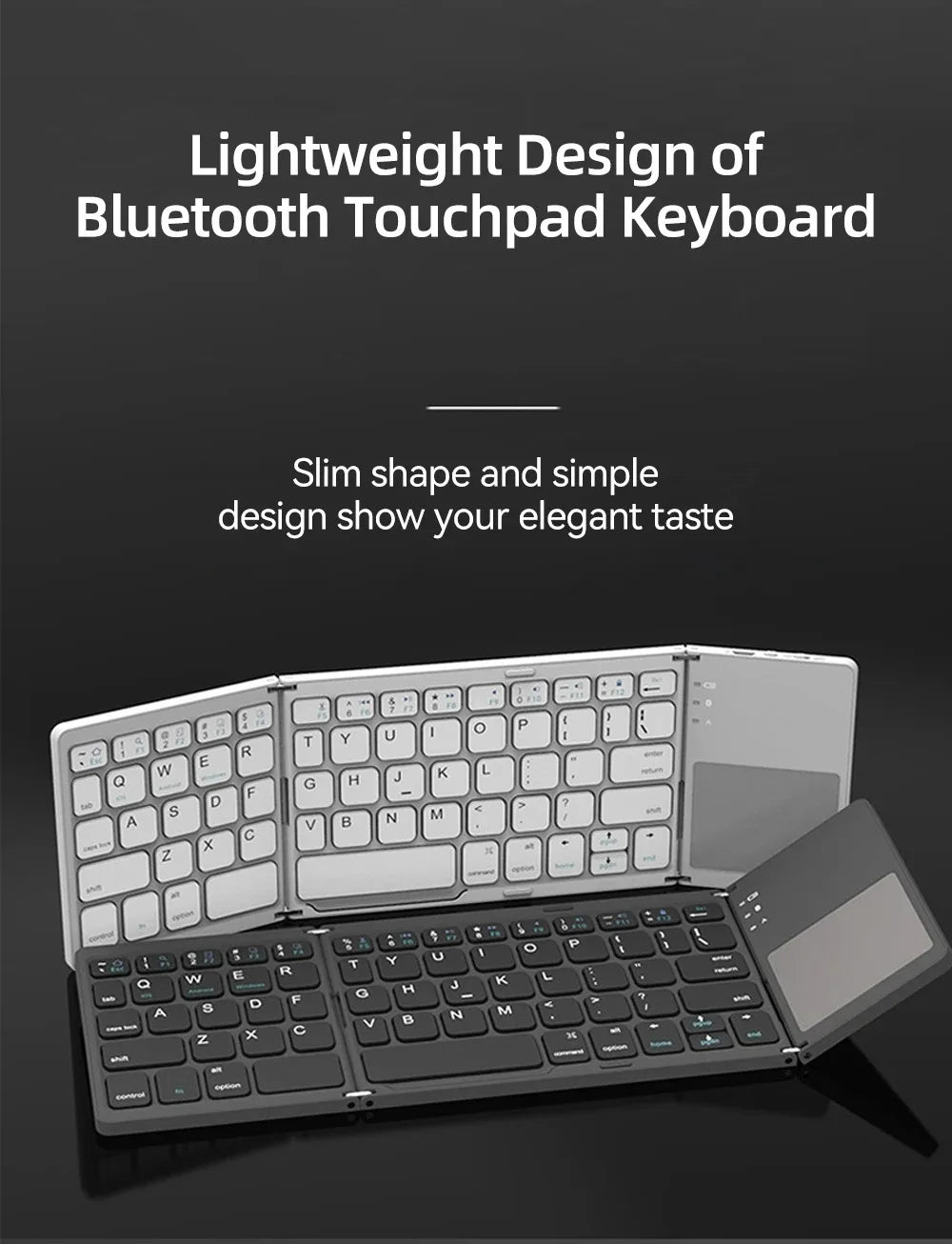Foldable Bluetooth Keyboard with Touchpad - Mini Wireless Keyboard for Tablet iPad Phone Windows Android iOS