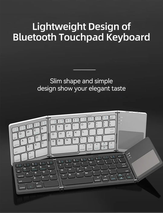 Foldable Bluetooth Keyboard with Touchpad - Mini Wireless Keyboard for Tablet iPad Phone Windows Android iOS