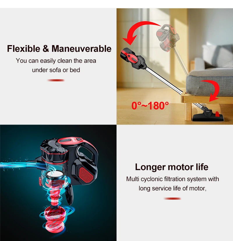 Corded Vacuum Cleaner - 18KPa 600W 4-in-1 Stick & Handheld for Home & Pet Hair