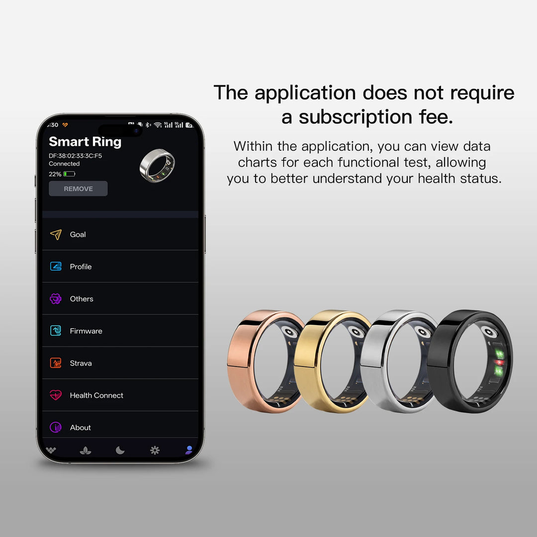 Smart Ring Fitness Tracker - Heart Rate Sleep Monitor with Charging Case