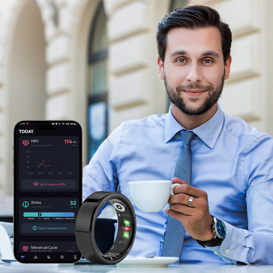 Smart Ring Fitness Tracker - Heart Rate Sleep Monitor with Charging Case