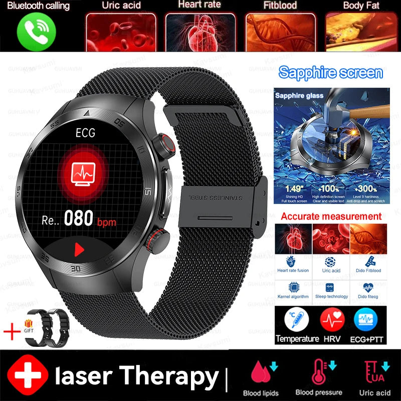 Smart Watch - Health Tracker Uric Acid Body Fat Bluetooth Call