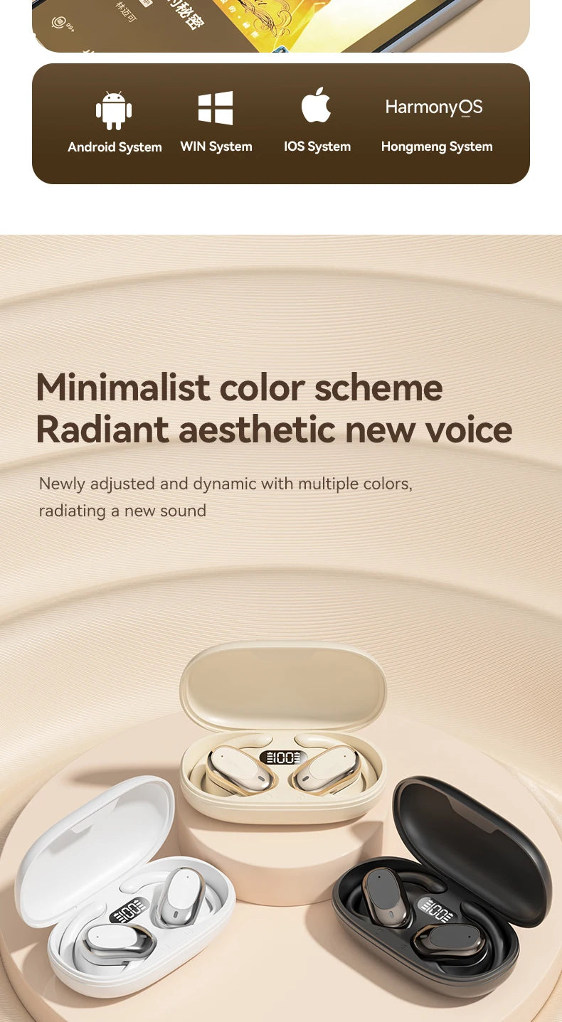 Open-Ear Wireless Earbuds - Bluetooth Low Latency Gaming Sports Headphones