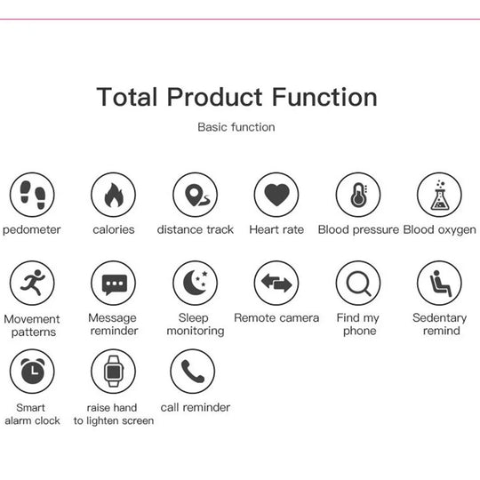 Smart Watch - Heart Rate Monitor Fitness Tracker Round Digital Watch