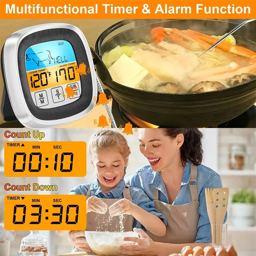 Digital Kitchen Thermometer Probe Touch Screen Meat Barbecue Food Temperature Measure Tool