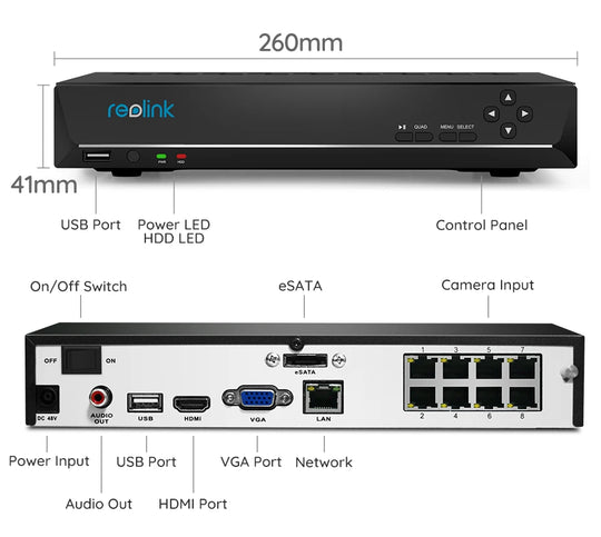 Outdoor Security Camera System - 4K 8CH PoE NVR with 8MP IP Cameras & Night Vision