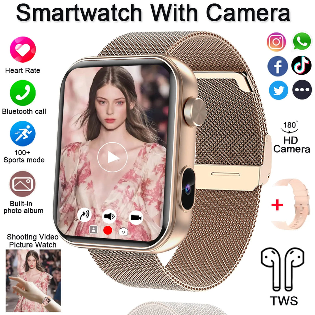 Smart Watch with Camera - Photo Video Heart Rate Bluetooth Call Waterproof