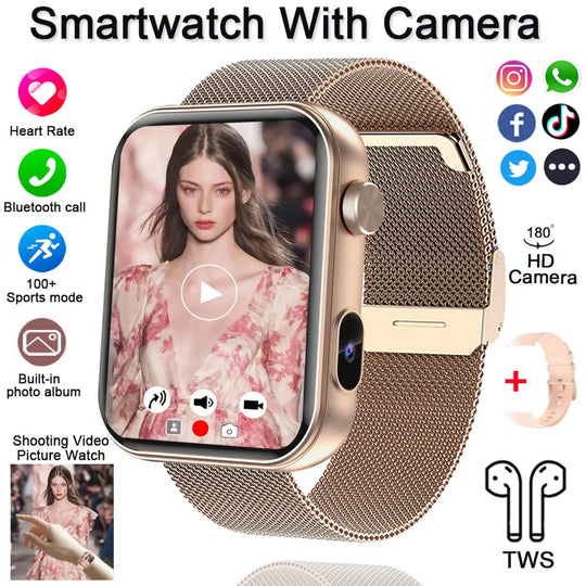 Smart Watch with Camera - Photo Video Heart Rate Bluetooth Call Waterproof