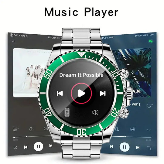 Luxury Smart Watch for Men - Fitness Tracker Bluetooth Call DIY Faces