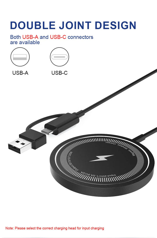 Magnetic iPhone Wireless Charger Pad USB  for 15 14 13 12 Pro Max Mini Fast Wireless Charging