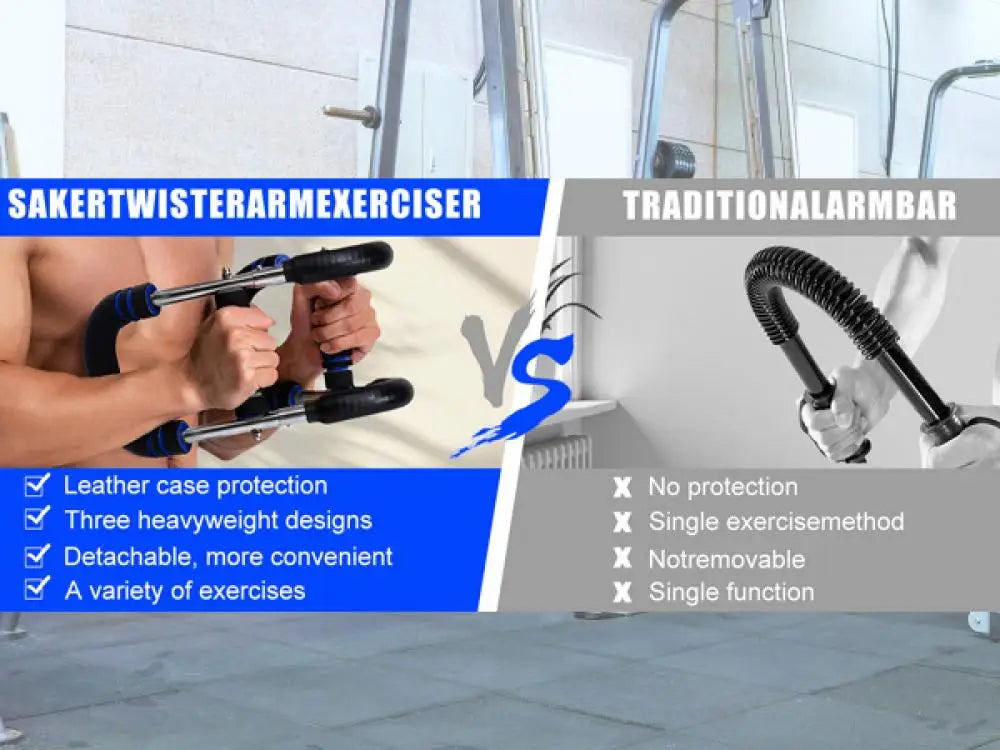 65*17.5cm Twister Arm Exerciser With Foam Handle 40-50kg Adjustable Chest Workout Bar Forearm Triceps Muscle Fitness Equipment