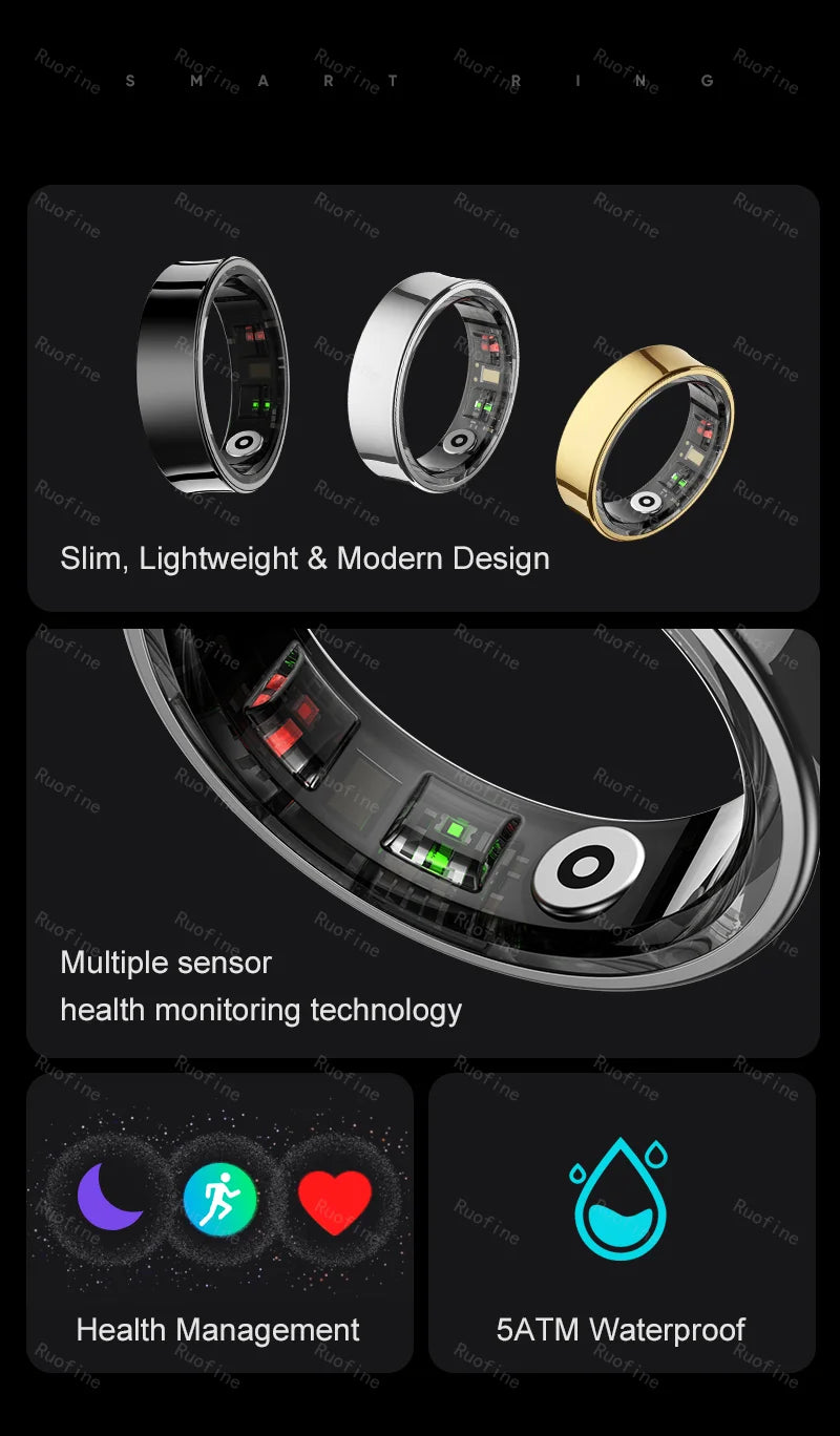 Smart Ring Fitness Tracker - Waterproof Health Monitor