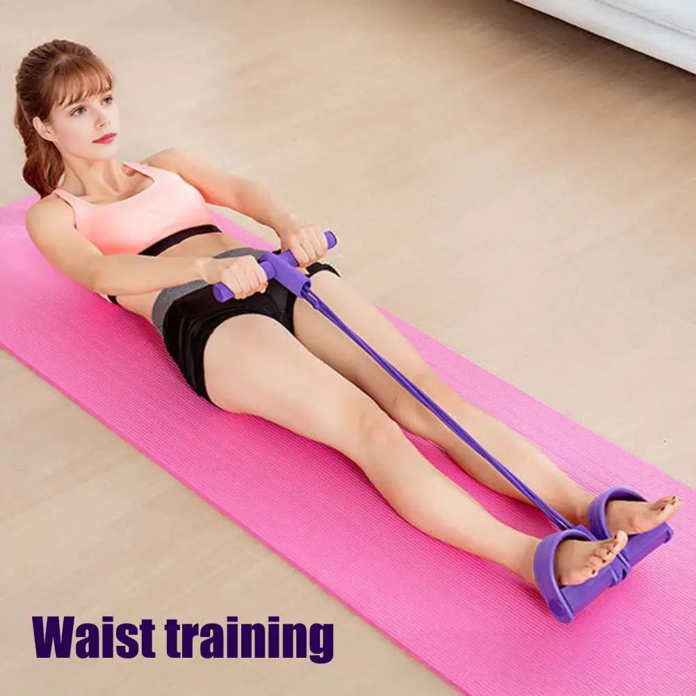 Pedal Resistance Band with Handle - 4/6 Tube Elastic Pull Rope for Yoga & Strength