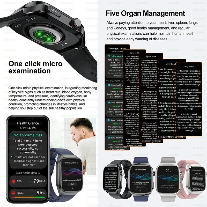 ECG+PPG Health Smartwatch - Heart Rate, Blood Pressure & BT Call Monitor