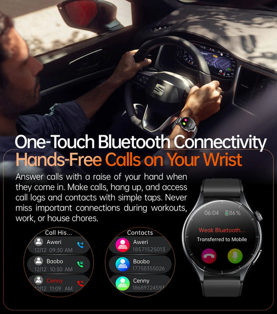 Smart Watch with ECG Health Monitoring - Uric Acid Blood Pressure Blood Oxygen for iOS & Android