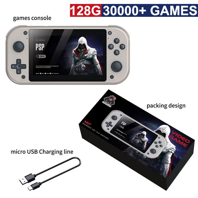 Retro Handheld Game Console - 4.3" Screen, 30000 Games, PSP PS1 Emulator, 64GB/128GB