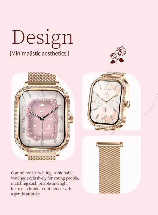 Luxury Smart Watch for Women - 1.75" HD Bluetooth Call Heart Rate Fitness Tracker