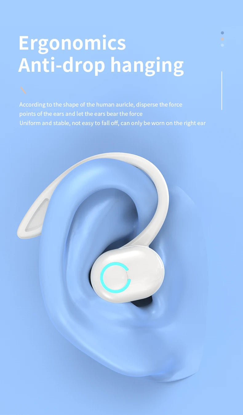 Wireless Bluetooth 5.0 Earphones - Single In-Ear Sports Headset with Mic & ANC