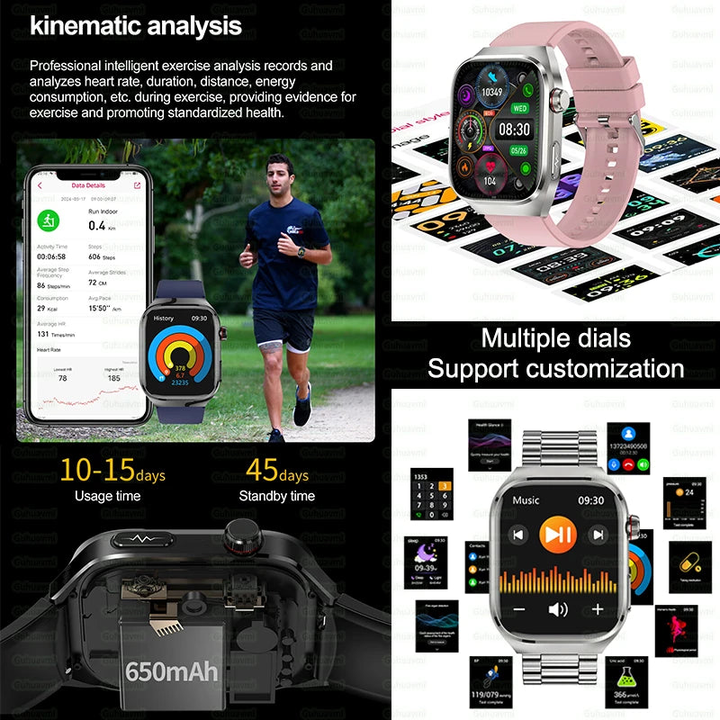 ECG+PPG Health Smartwatch - Heart Rate, Blood Pressure & BT Call Monitor