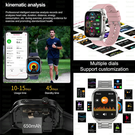 ECG+PPG Health Smartwatch - Heart Rate, Blood Pressure & BT Call Monitor