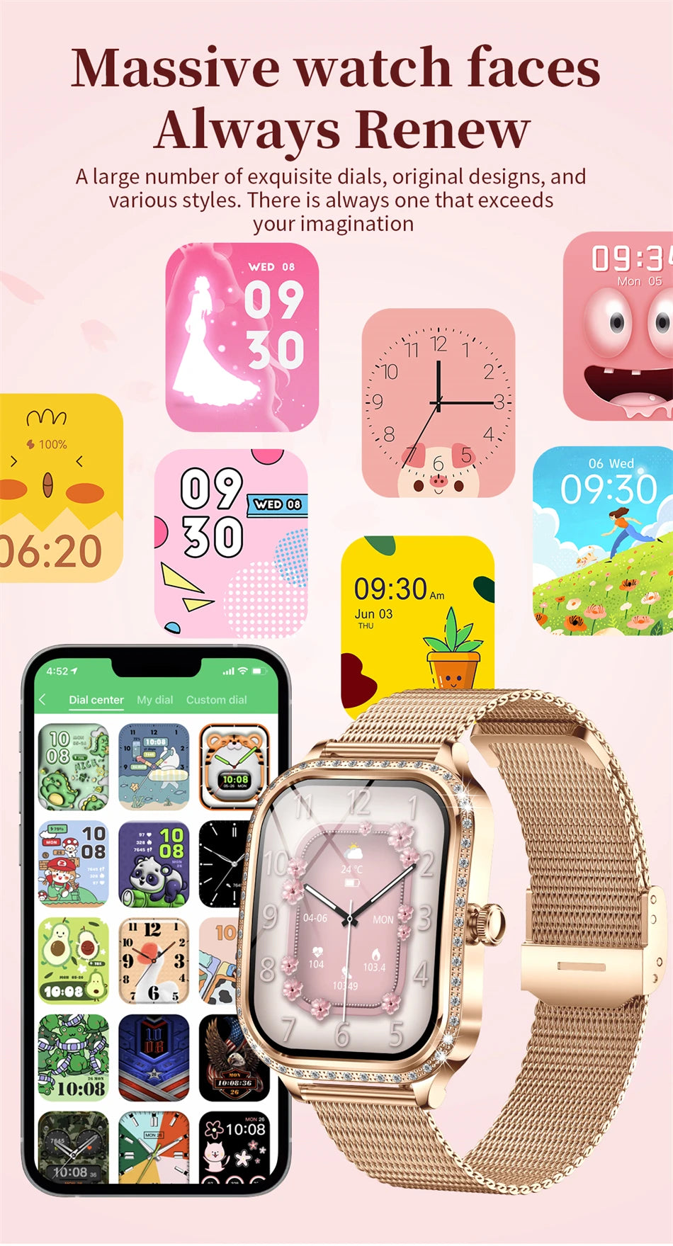 Luxury Smart Watch for Women - 1.75" HD Bluetooth Call Heart Rate Fitness Tracker