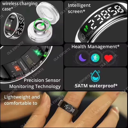 Smart Ring - 5ATM Waterproof with Heart Rate, Sleep & Health Monitoring