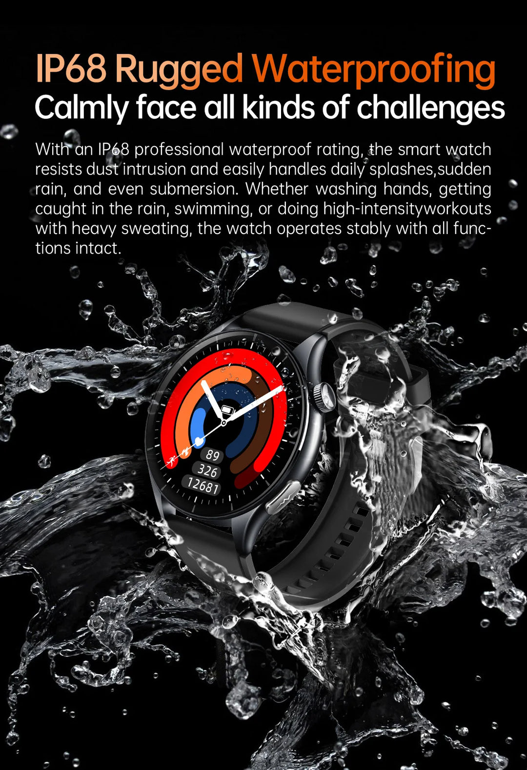 Smart Watch with ECG Health Monitoring - Uric Acid Blood Pressure Blood Oxygen for iOS & Android